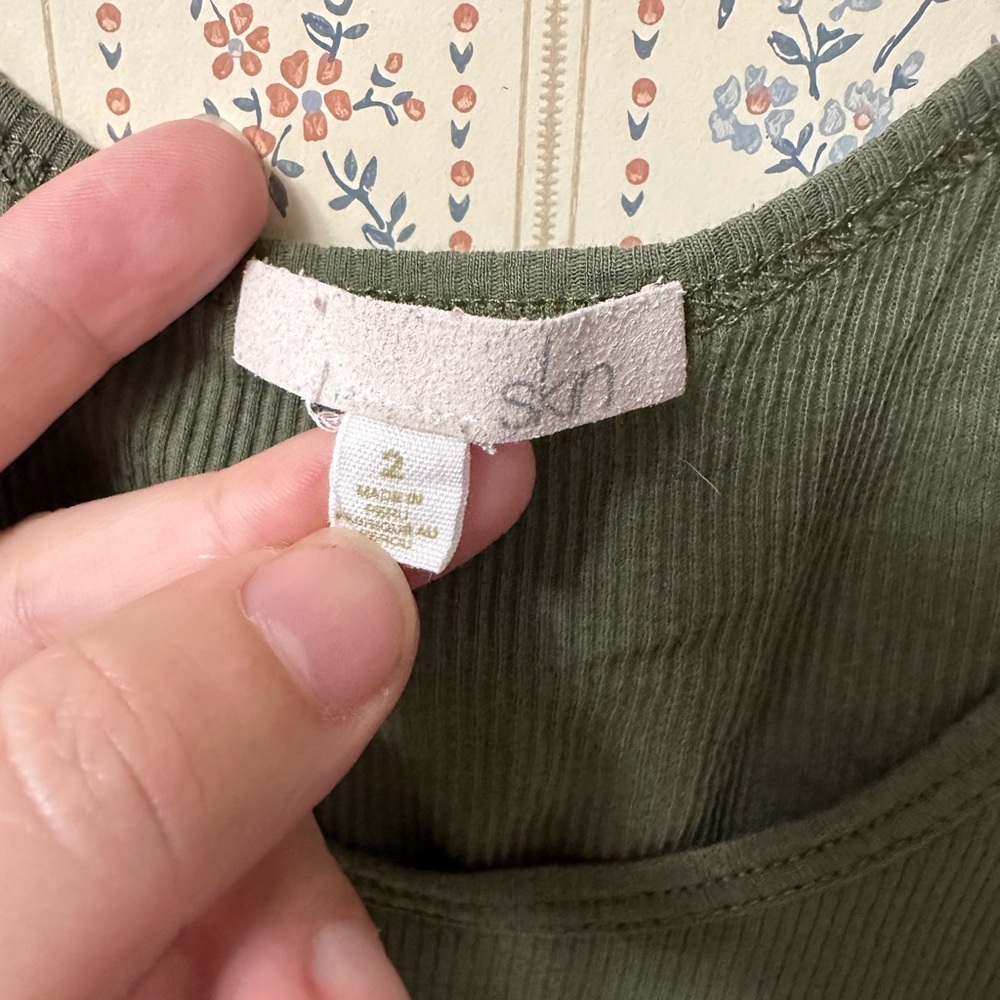 Skin Pima Cotton Raisa & Raffaela Tank Short Pajama Set Olive Green Size 2 MED - Picture 7 of 9